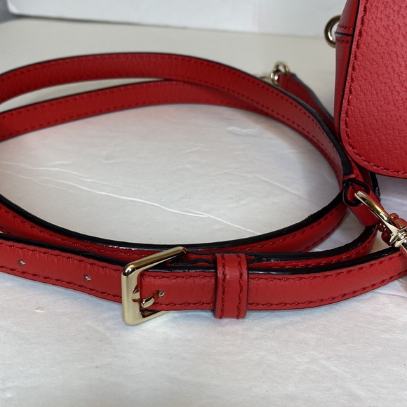 Kate Spade Red Leather Medium Dome Handle Crossbody Handbag Purse Bag Like New - Picture 8 of 9